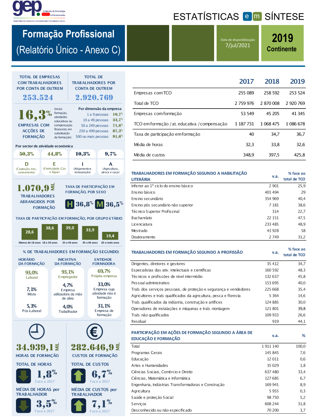 Relatório Anual de Formação Contínua 2019 - Síntese