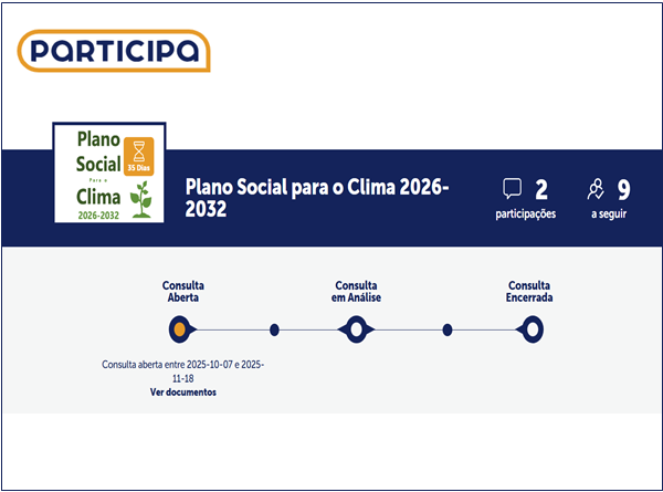 Plano Social para o Clima 2026-2032 – Consulta Pública